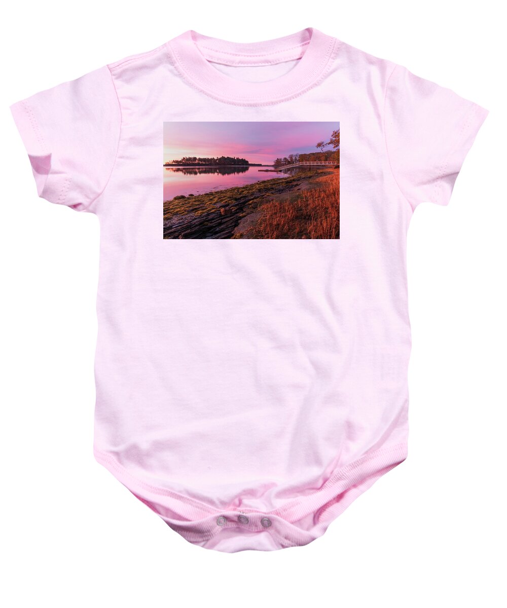 Maine Lobster Boats Baby Onesie featuring the photograph Morning In Maine by Tom Singleton