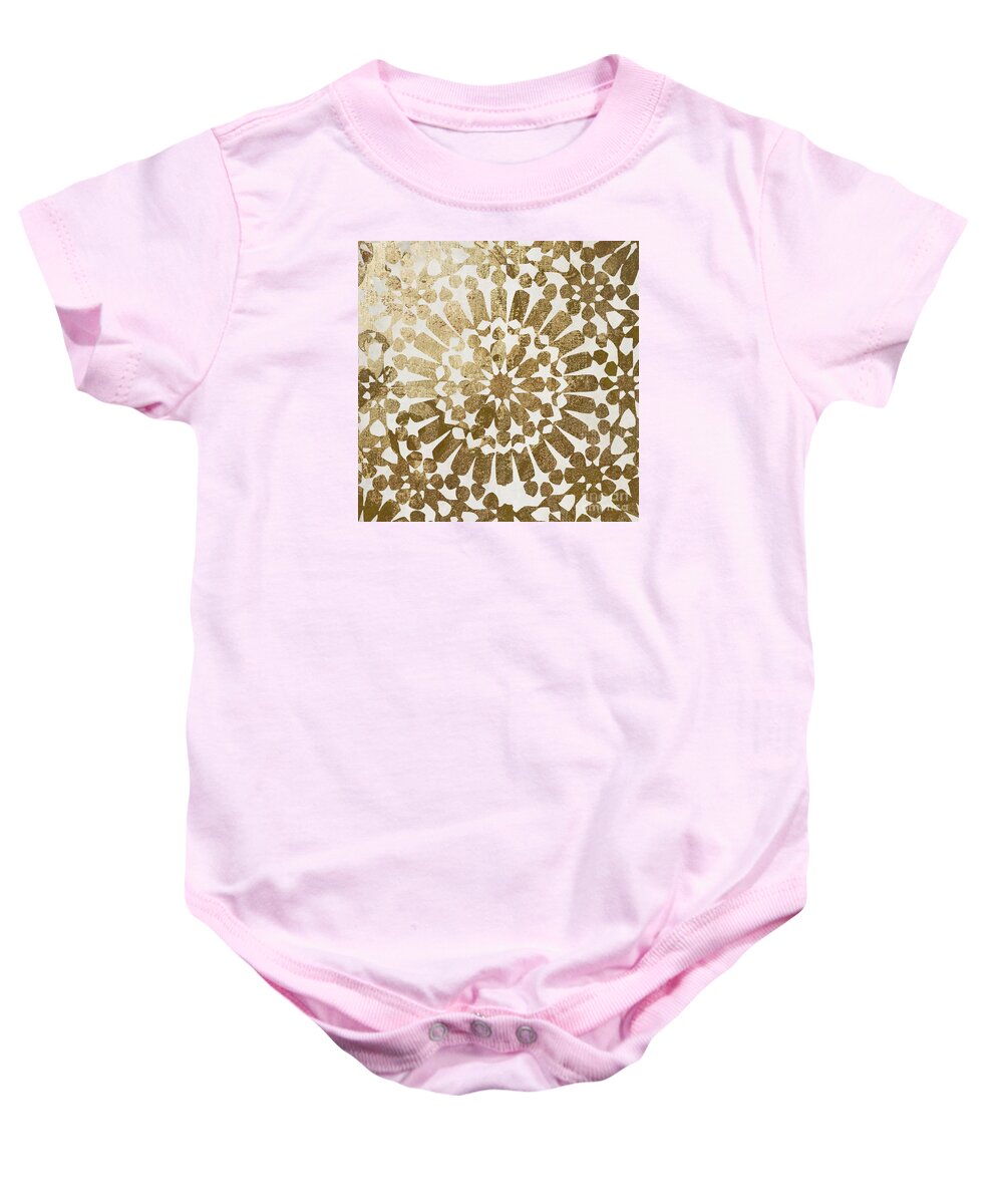 Gold Baby Onesie featuring the painting Moroccan Gold II by Mindy Sommers