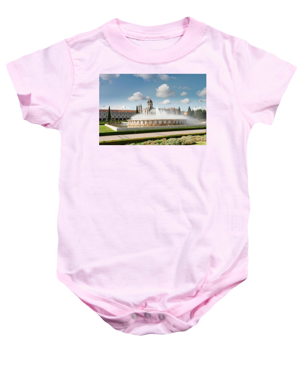 Jeronimos Baby Onesie featuring the photograph Mosteiro dos Jeronimos in Lisbon of Portugal by Anastasy Yarmolovich