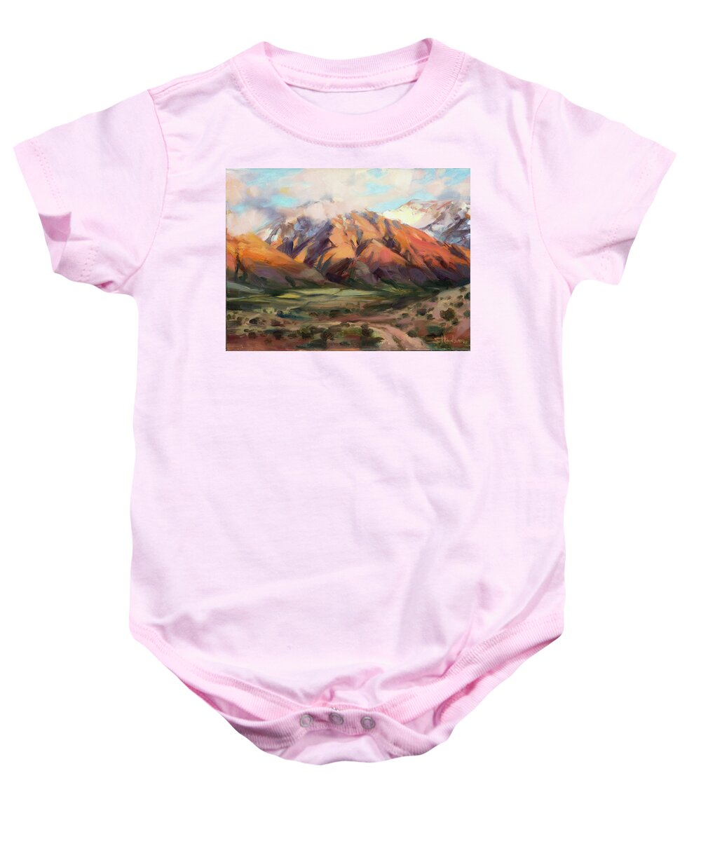 Mountains Clouds Baby Onesie featuring the painting Mt Nebo Range by Steve Henderson