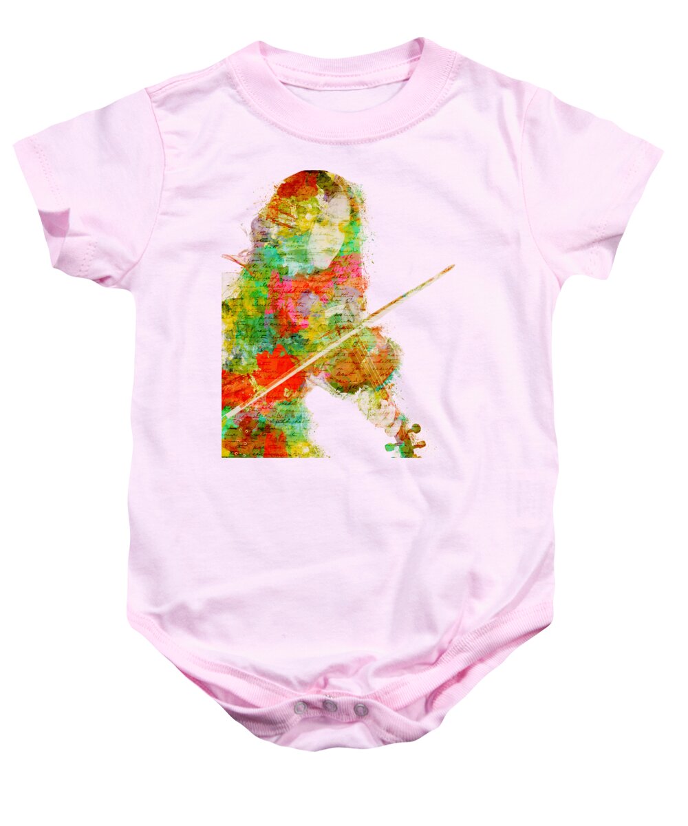 Violin Baby Onesie featuring the digital art Music In My Soul by Nikki Smith