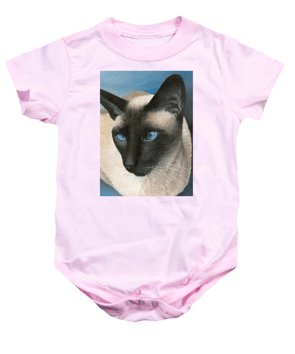 Cat Baby Onesie featuring the painting My Siamese Cat Boy by Lucie Dumas