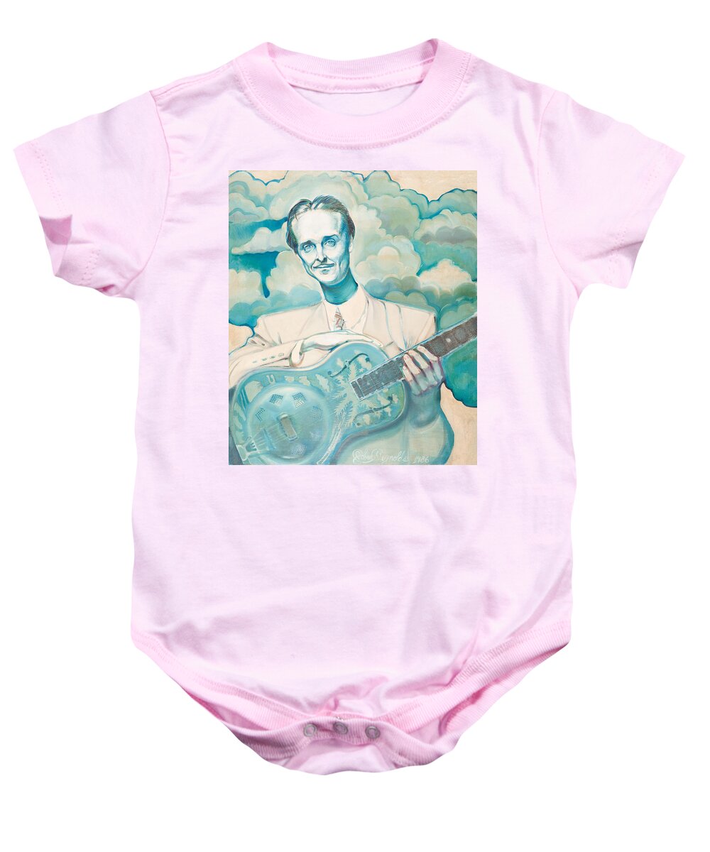 National Guitar Baby Onesie featuring the painting National Reynolds by John Reynolds