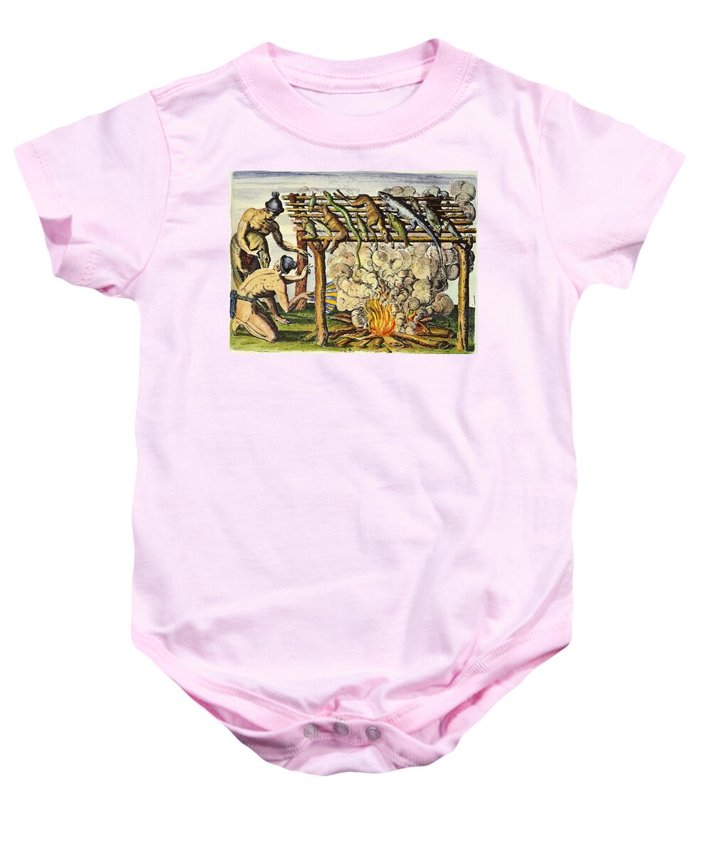 1591 Baby Onesie featuring the photograph Native Americans: Barbecue, 1591 by Granger