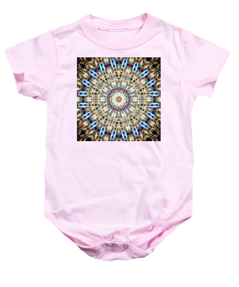 Tao Baby Onesie featuring the digital art Neon Mandala, Nbr 20B by Will Barger