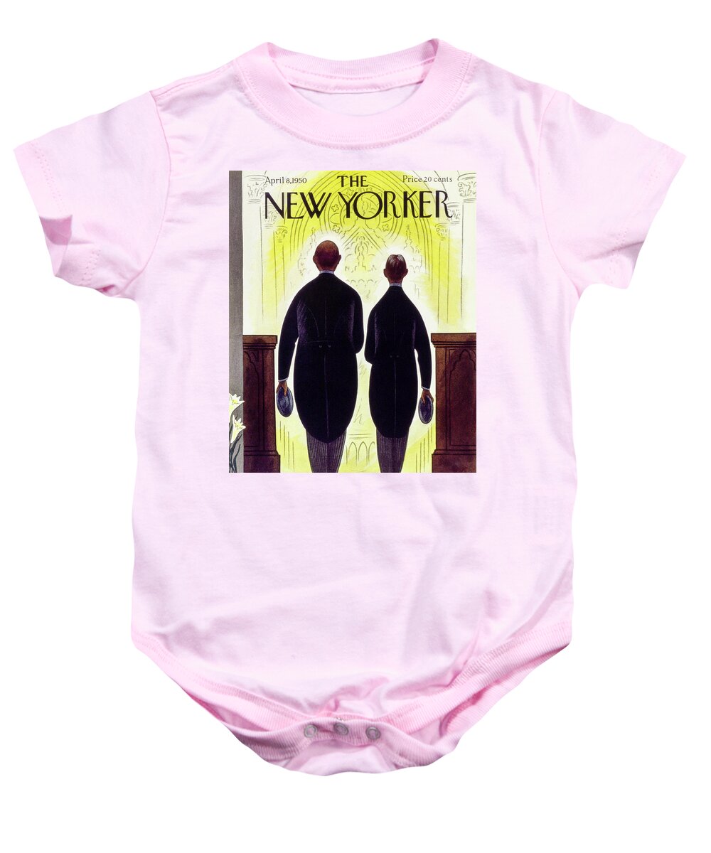 Church Baby Onesie featuring the photograph New Yorker April 8 1950 by Constantin Alajalov