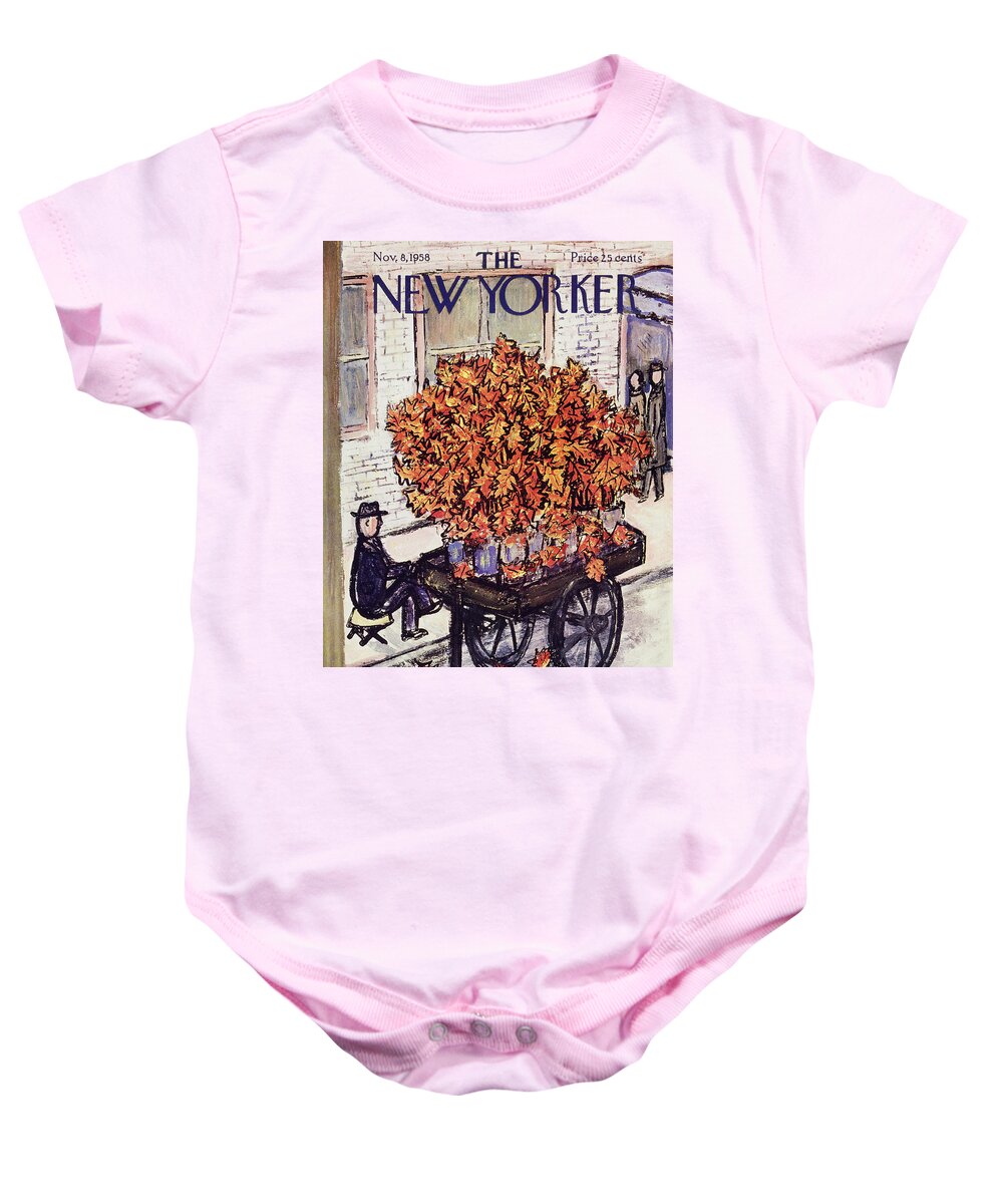 Fall Baby Onesie featuring the painting New Yorker November 8 1958 by Abe Birnbaum