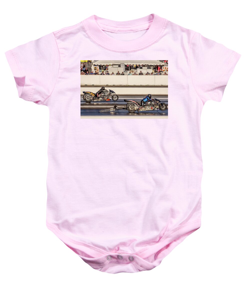 2017 Baby Onesie featuring the photograph Nitro Harleys by Darrell Foster