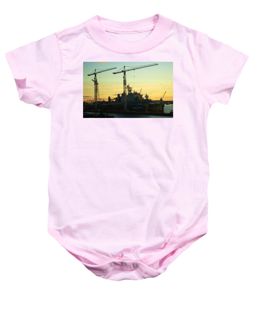 Ship Baby Onesie featuring the photograph Norfolk Ship by Brooke Bowdren
