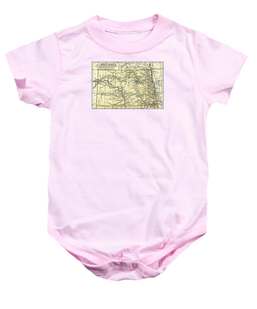 Map Baby Onesie featuring the photograph North Dakota Antique Map 1891 by Phil Cardamone