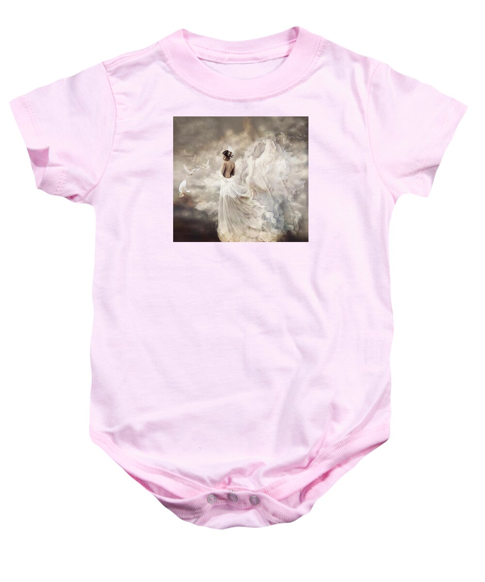 Nymph Baby Onesie featuring the digital art Nymph of the sky by Lilia D