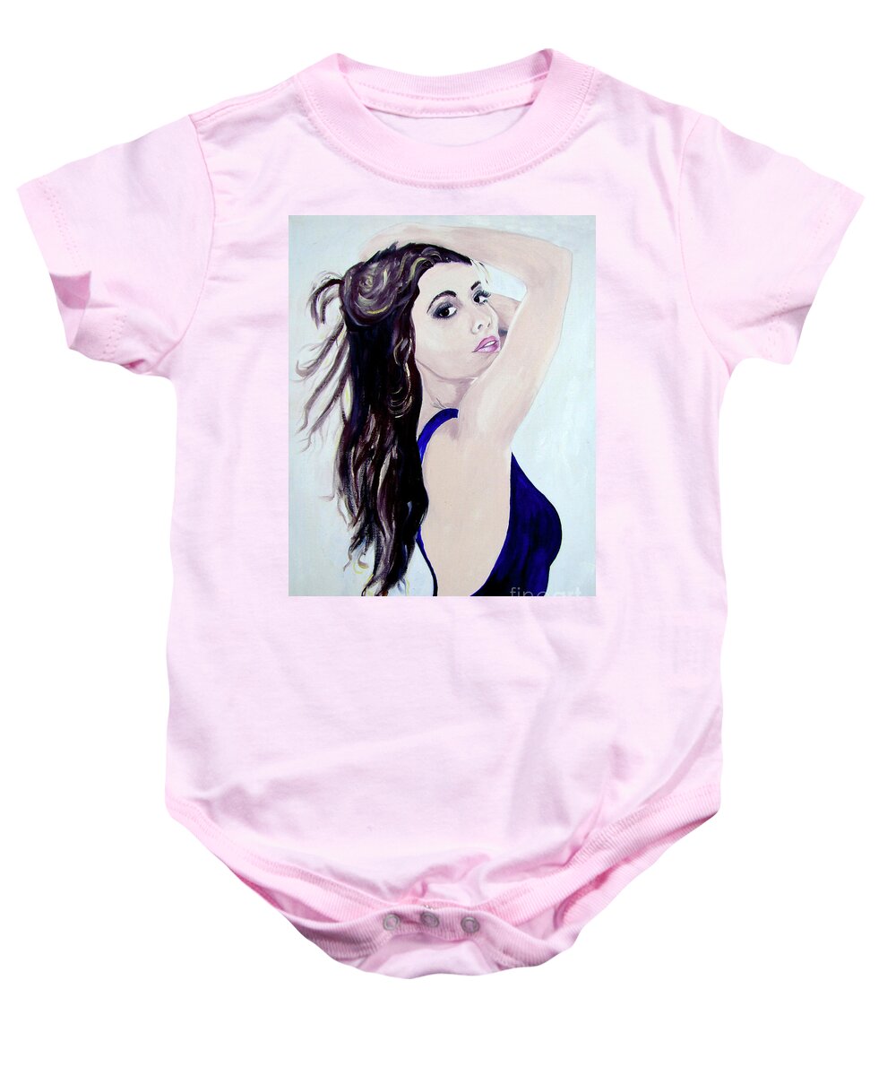 Women Baby Onesie featuring the painting Olivia by Lisa Rose Musselwhite