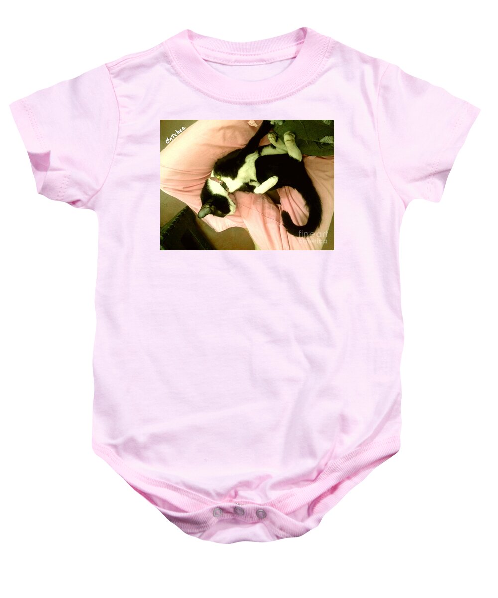 Cat Baby Onesie featuring the photograph On A Lap by Sukalya Chearanantana
