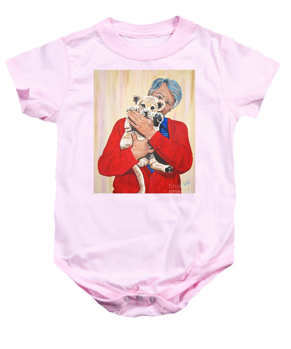Lion Cub Baby Onesie featuring the painting Once in a Lifetime Love by Phyllis Kaltenbach