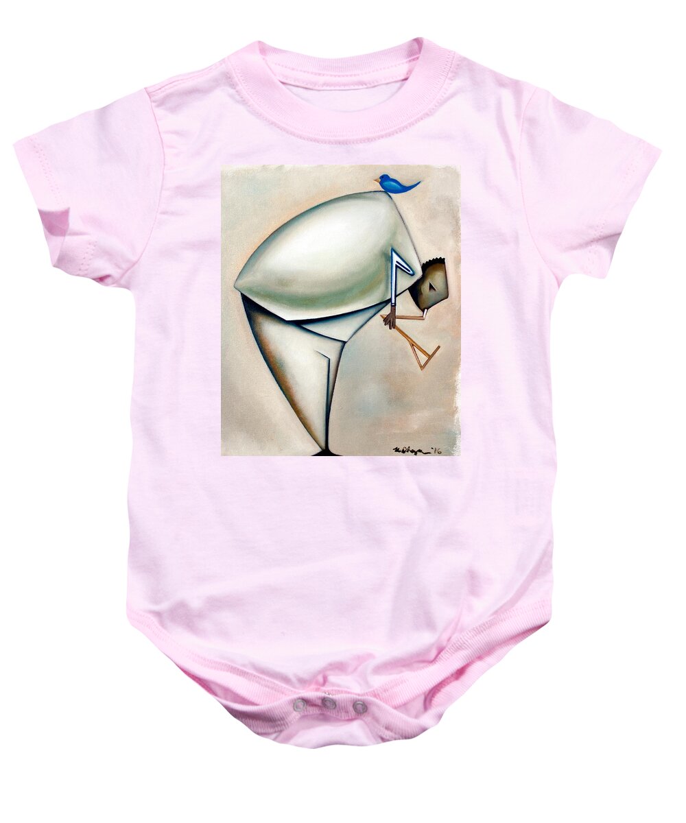 Jazz Baby Onesie featuring the painting Ornithologis Dualis by Martel Chapman
