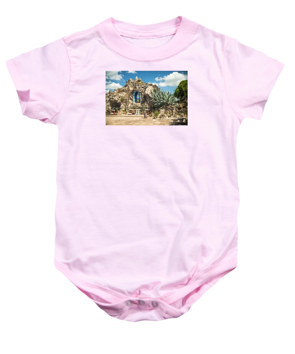 Our Lady Of Lourdes Grotto Baby Onesie featuring the photograph Our Lady of Lourdes Grotto by Imagery by Charly