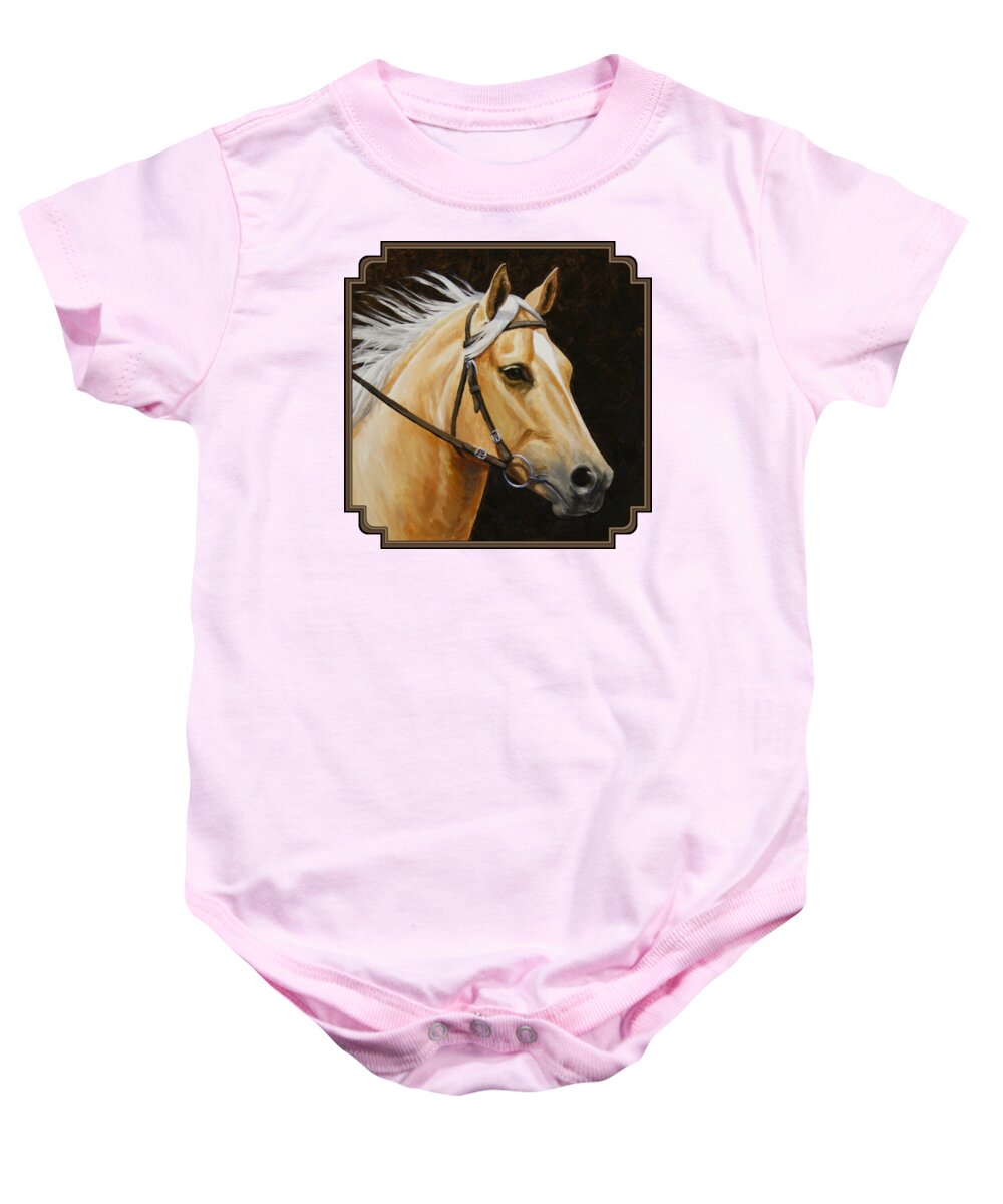 Horse Baby Onesie featuring the painting Palomino Horse Portrait by Crista Forest