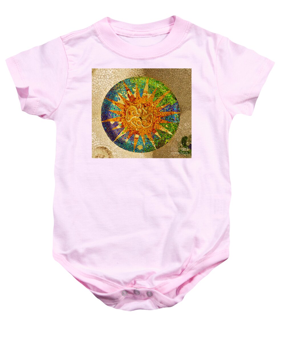Unesco Baby Onesie featuring the photograph park Guell, Barcelona, Spain by Anastasy Yarmolovich