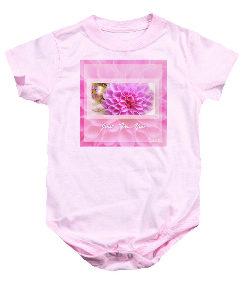 Mona Stut Baby Onesie featuring the photograph Dahlias Peachy Pink Just For You by Mona Stut