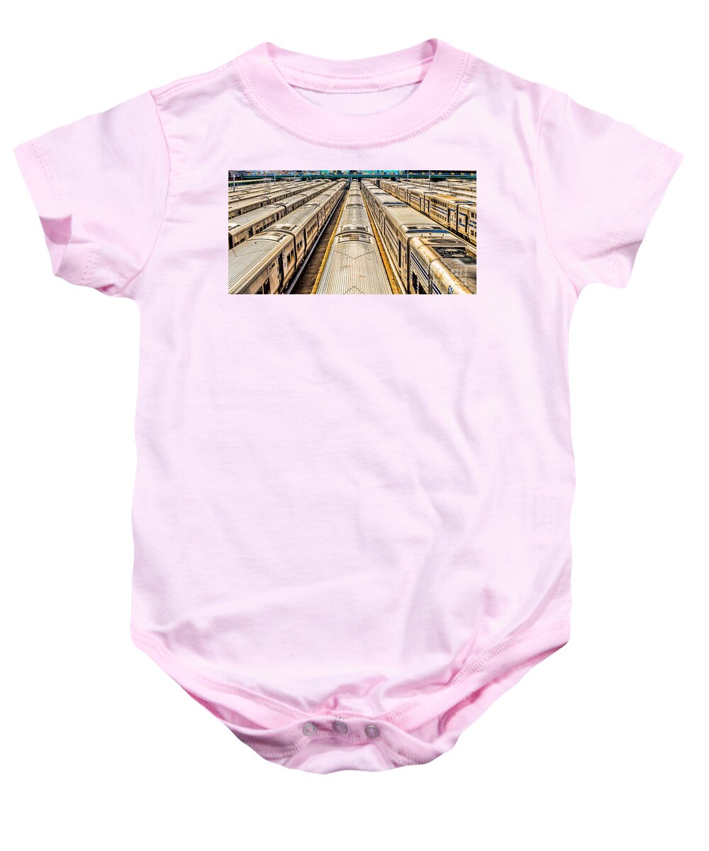 City Baby Onesie featuring the photograph Penn Station Train Yard by Nick Zelinsky Jr