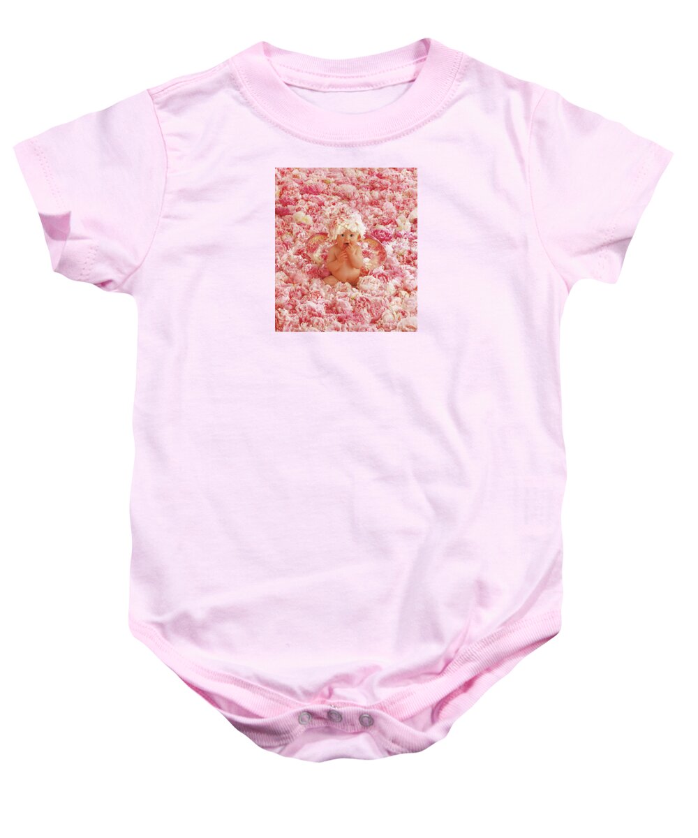 Angel Baby Onesie featuring the photograph Peony Angel by Anne Geddes