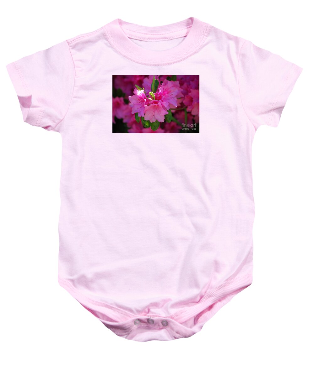 Azalea Baby Onesie featuring the photograph Pink Azaleas 20130512_139 by Tina Hopkins