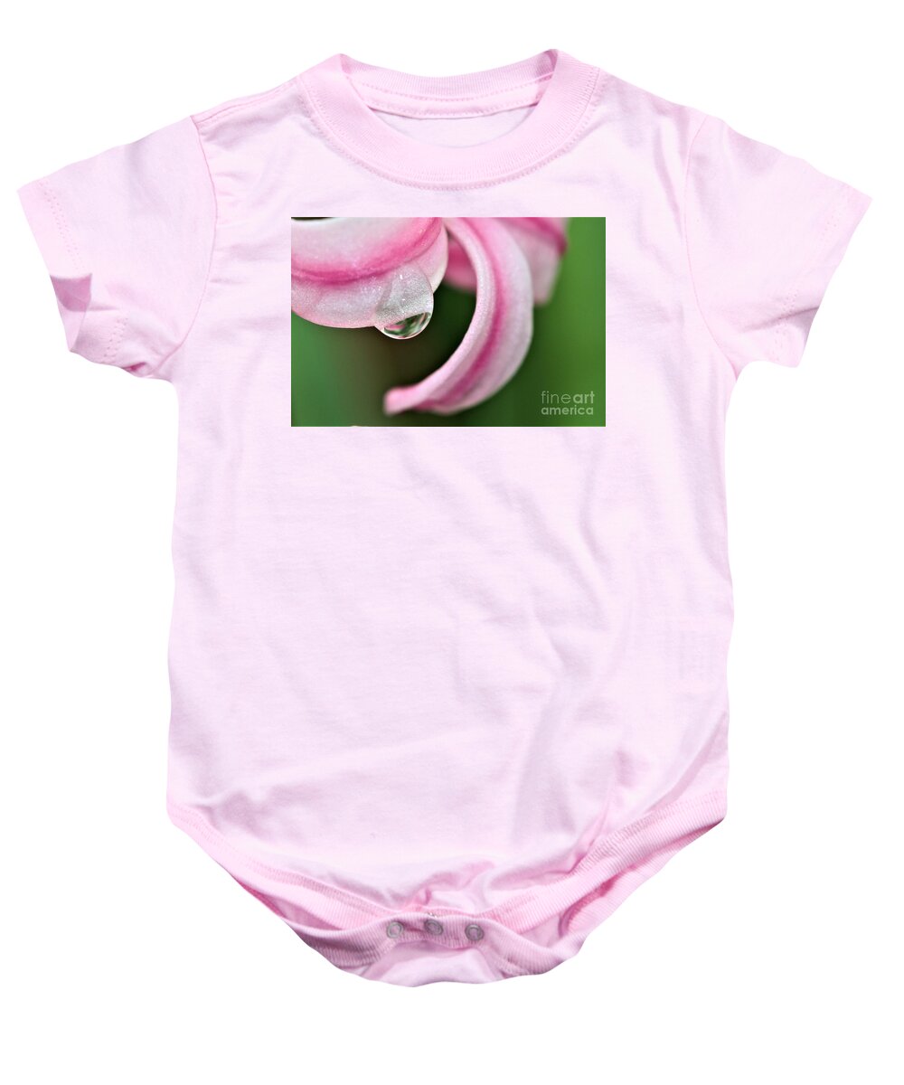 Pink Baby Onesie featuring the photograph Pink Droplet by Tracey Lee Cassin