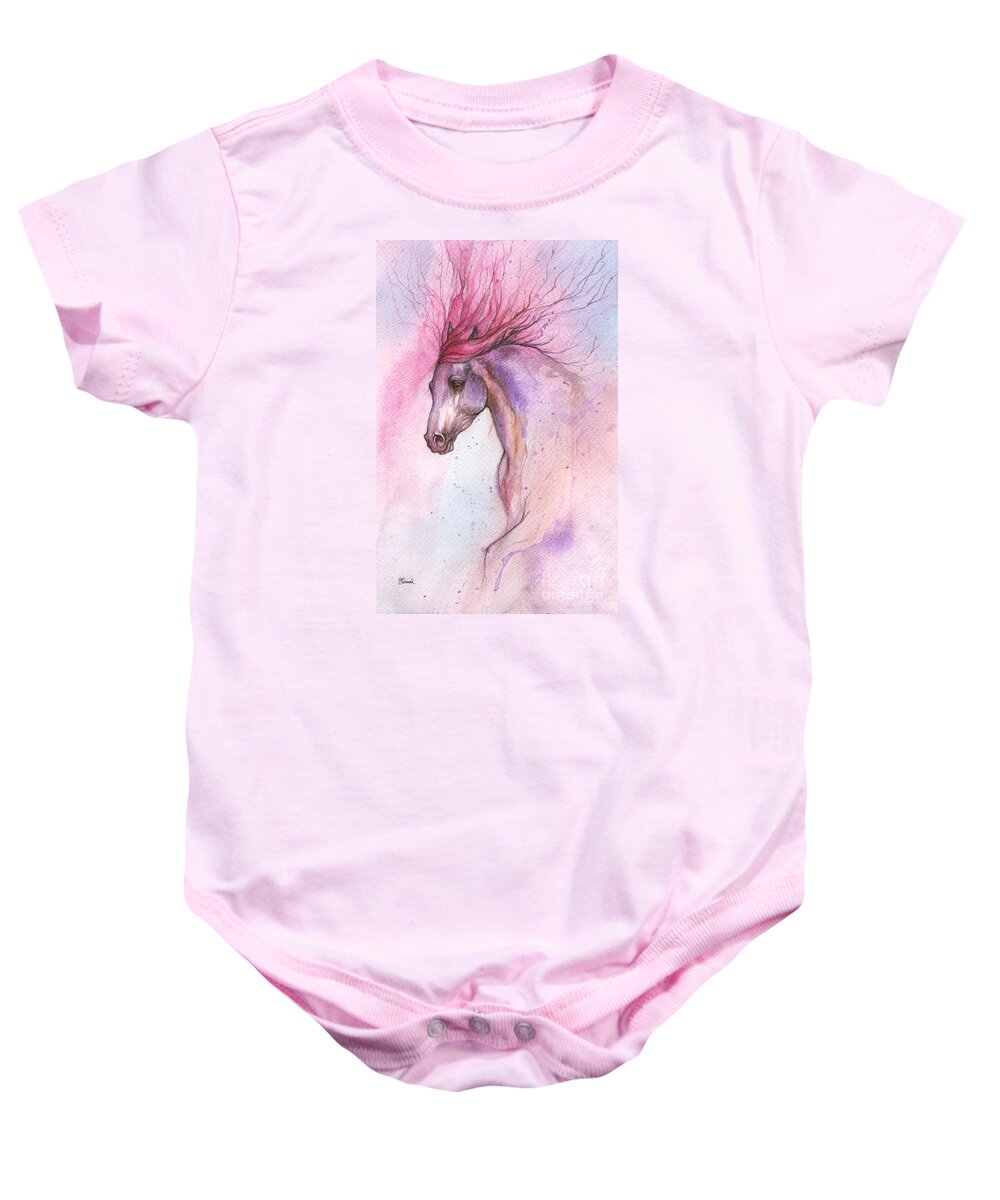 Horse Baby Onesie featuring the painting Pink Flames 2016 01 08 by Ang El