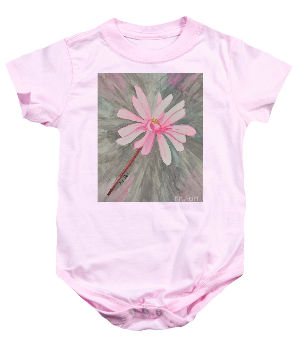 Pink Star Magnolia Baby Onesie featuring the painting Pink Star Magnolia by Maria Urso