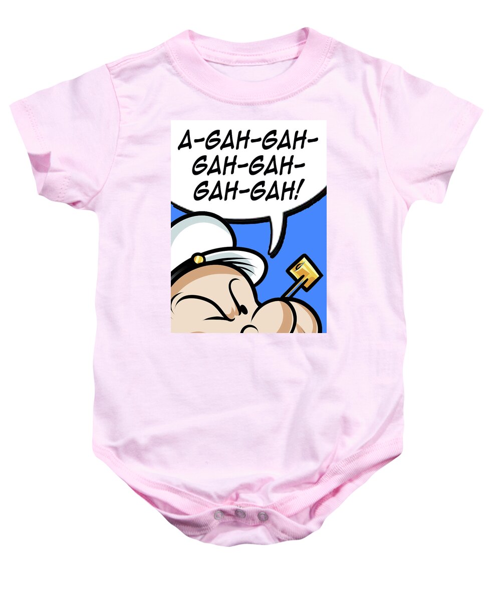 Popeye The Sailor Man Baby Onesie featuring the painting Popeye Laughs by Tony Rubino