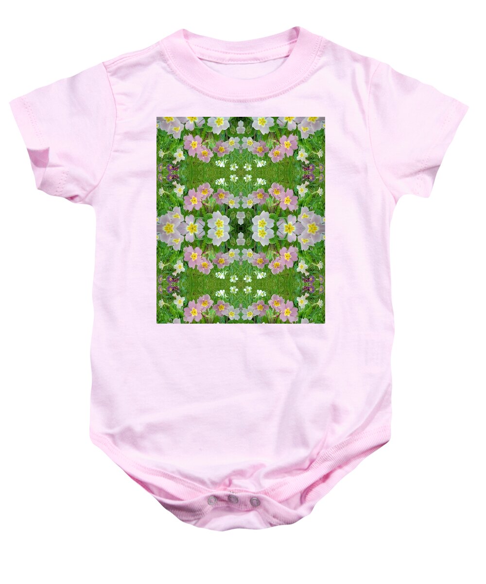 Flowers Baby Onesie featuring the photograph Primula Pattern 1 DOuble by Julia Woodman