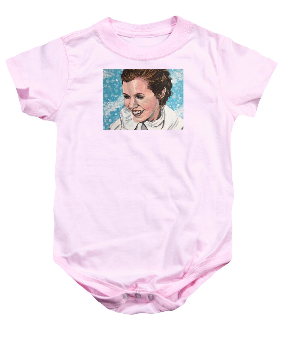 Princess Leia Baby Onesie featuring the painting Princess Leia by Joel Tesch