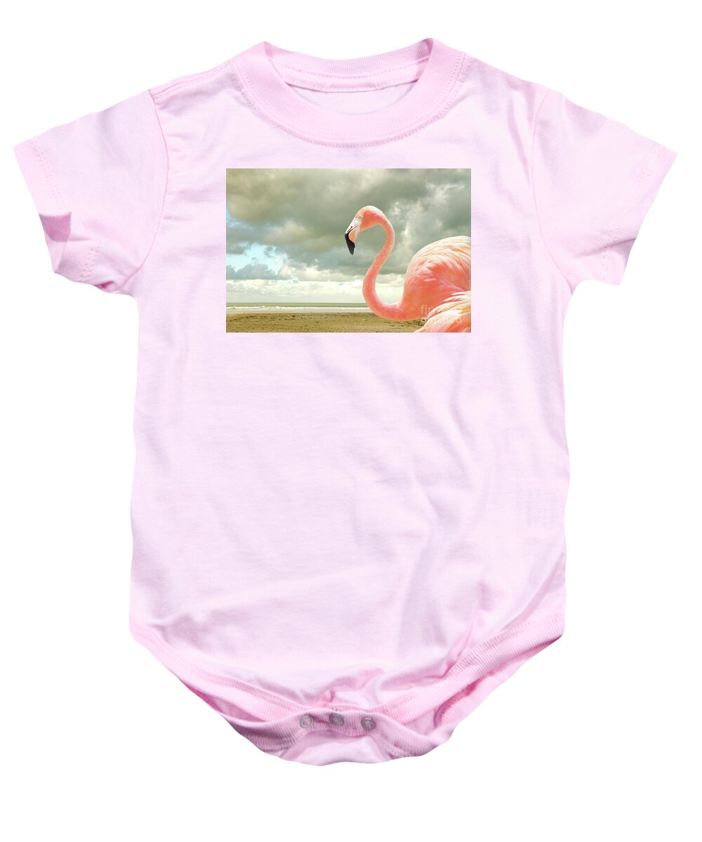 Flamingo Baby Onesie featuring the photograph Proud to be pink by Adriana Zoon