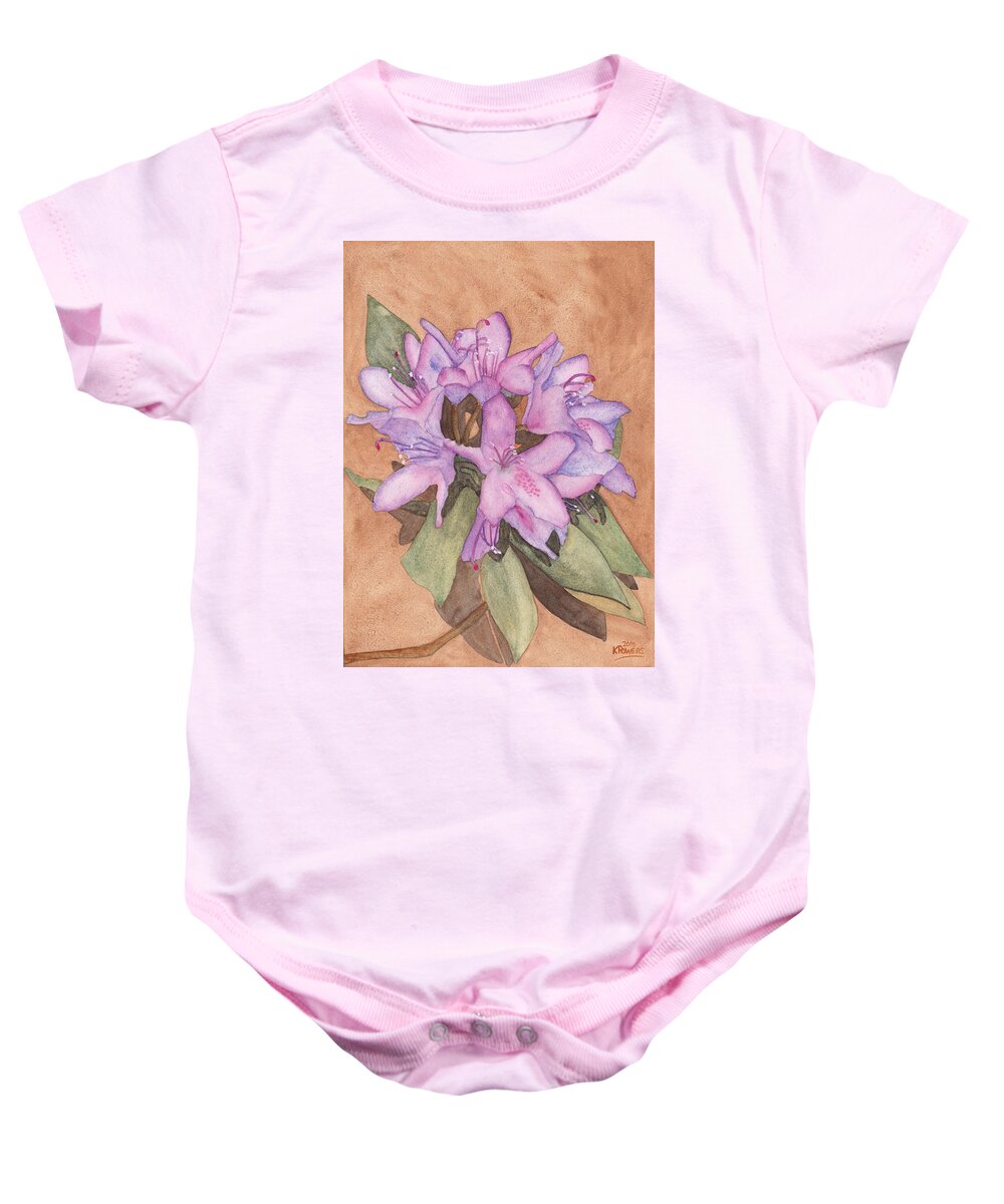 Purple Baby Onesie featuring the painting Purple Rhododendron by Ken Powers