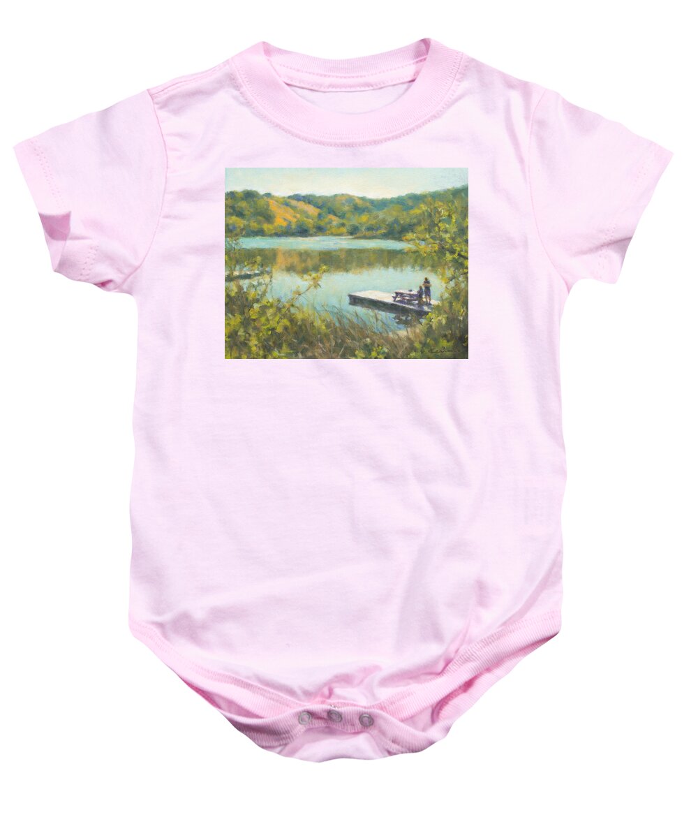 Landscape Baby Onesie featuring the painting Quality Time by Kerima Swain