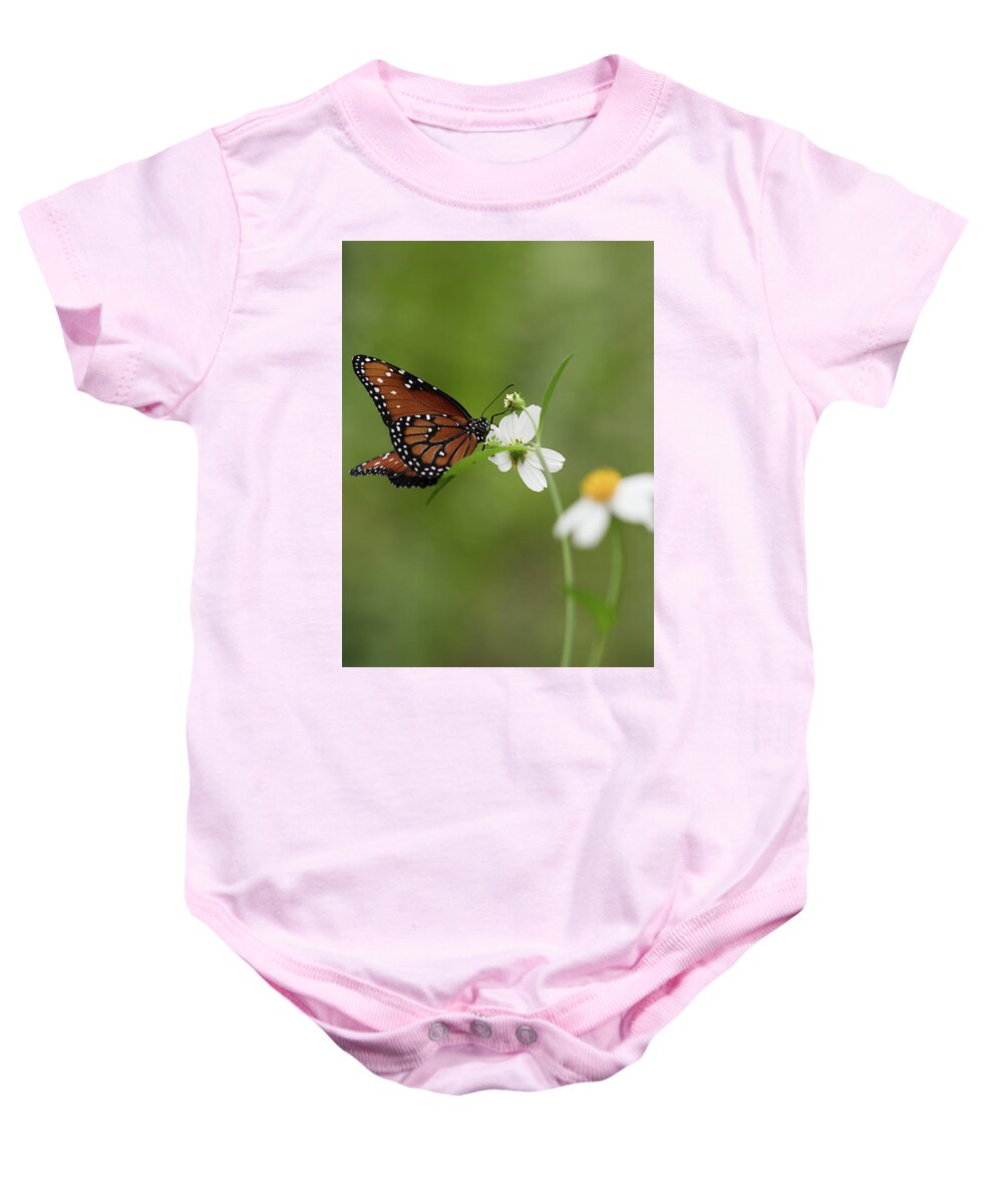 Butterfly Baby Onesie featuring the photograph Queen Drinking Nectar by Artful Imagery