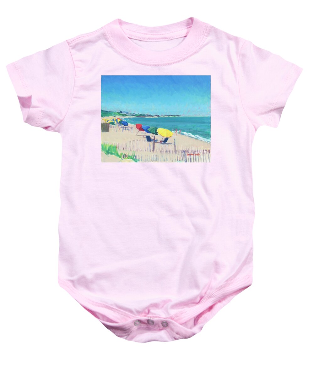 Rainbow Beach Baby Onesie featuring the painting Rainbow Beach by Candace Lovely