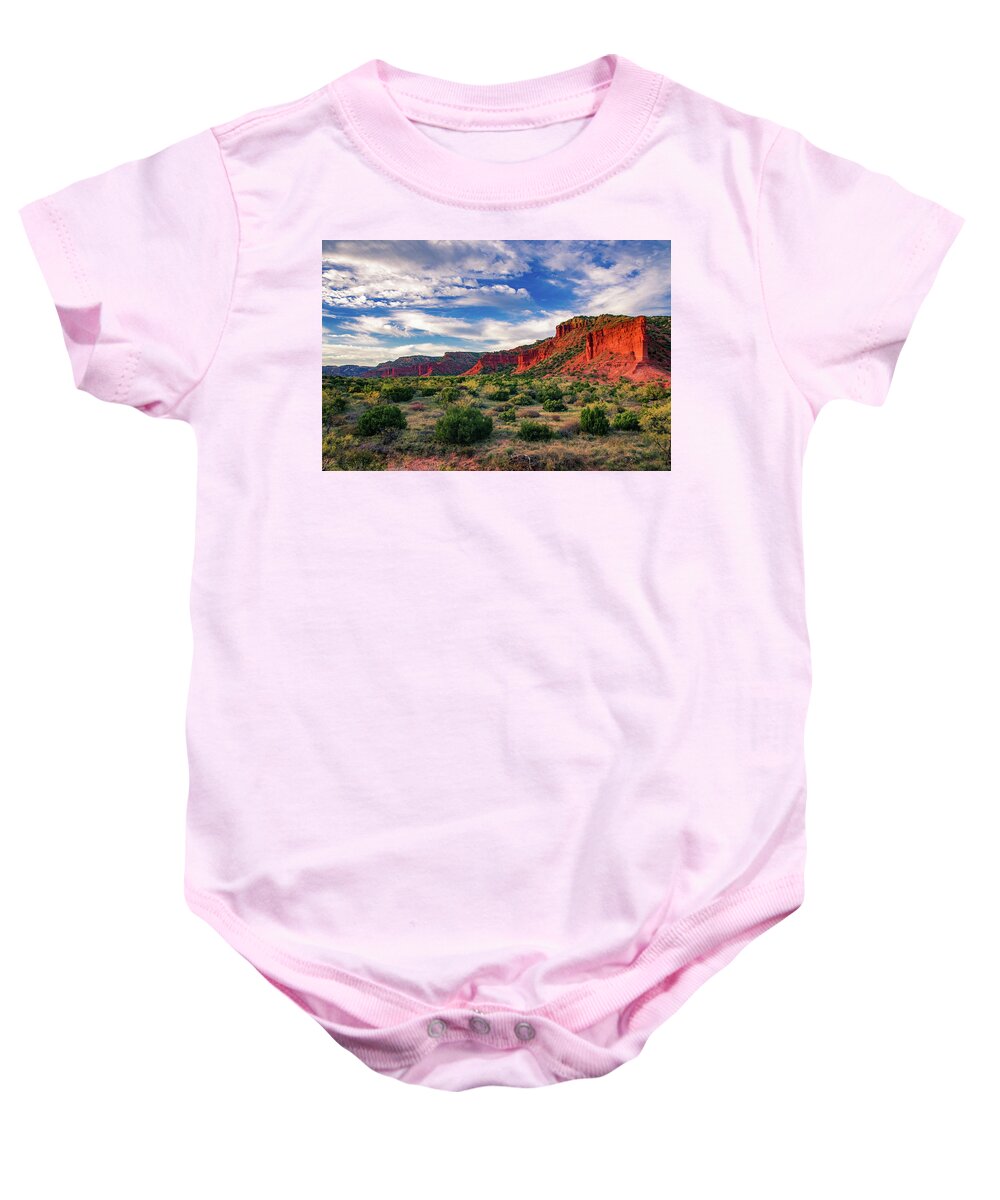 Canyon Baby Onesie featuring the photograph Red Cliffs of Caprock Canyon by Adam Reinhart