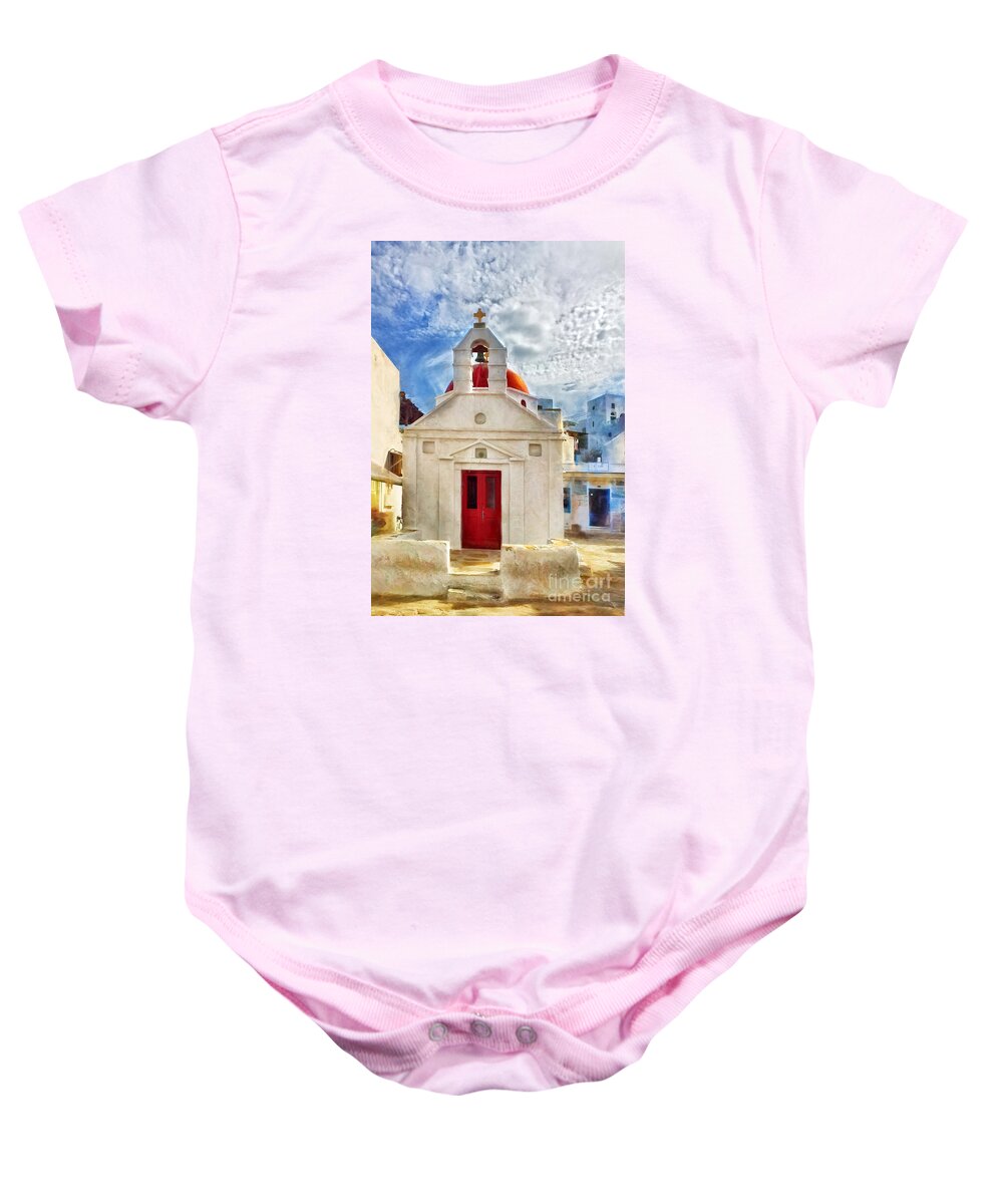 Church Baby Onesie featuring the photograph Red Door by HD Connelly