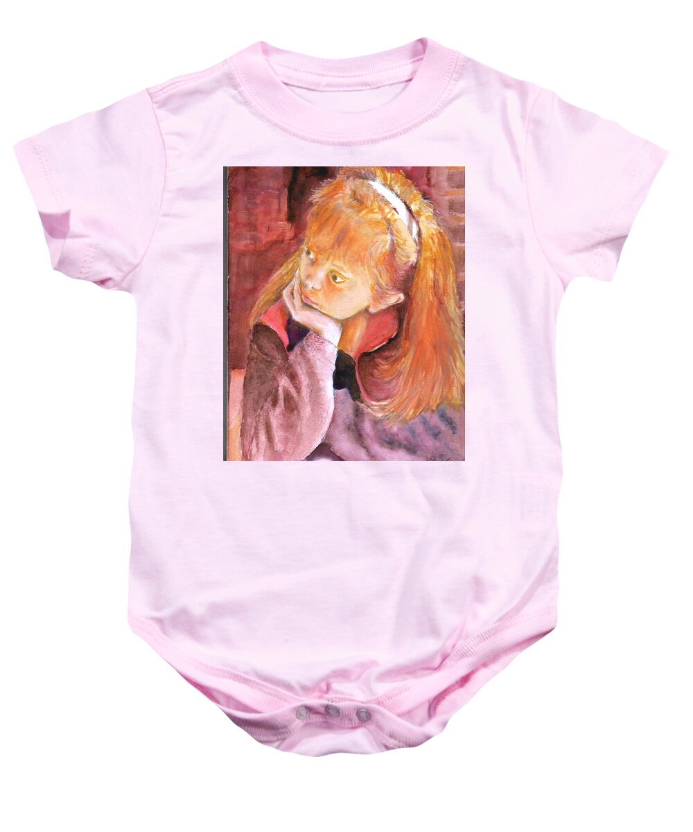  Baby Onesie featuring the painting Red Head Beauty by Bobby Walters