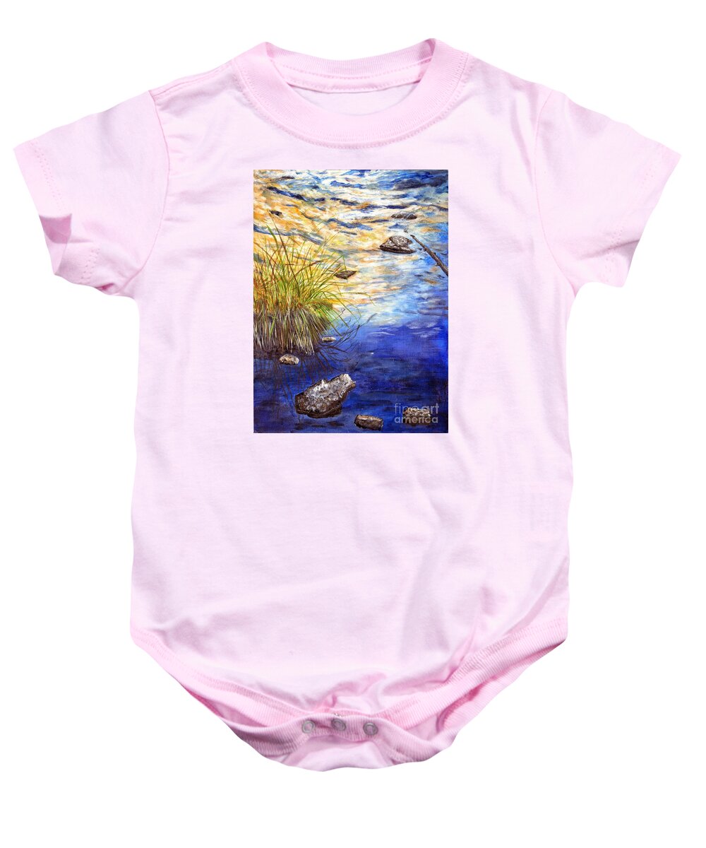 Acrylic Painting Baby Onesie featuring the painting Reflection of El Capitan Painting by Timothy Hacker