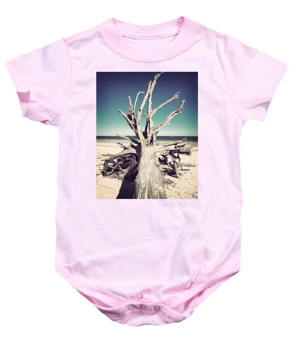 Florida Baby Onesie featuring the photograph Roots to the Sky-Vintage by Chris Andruskiewicz