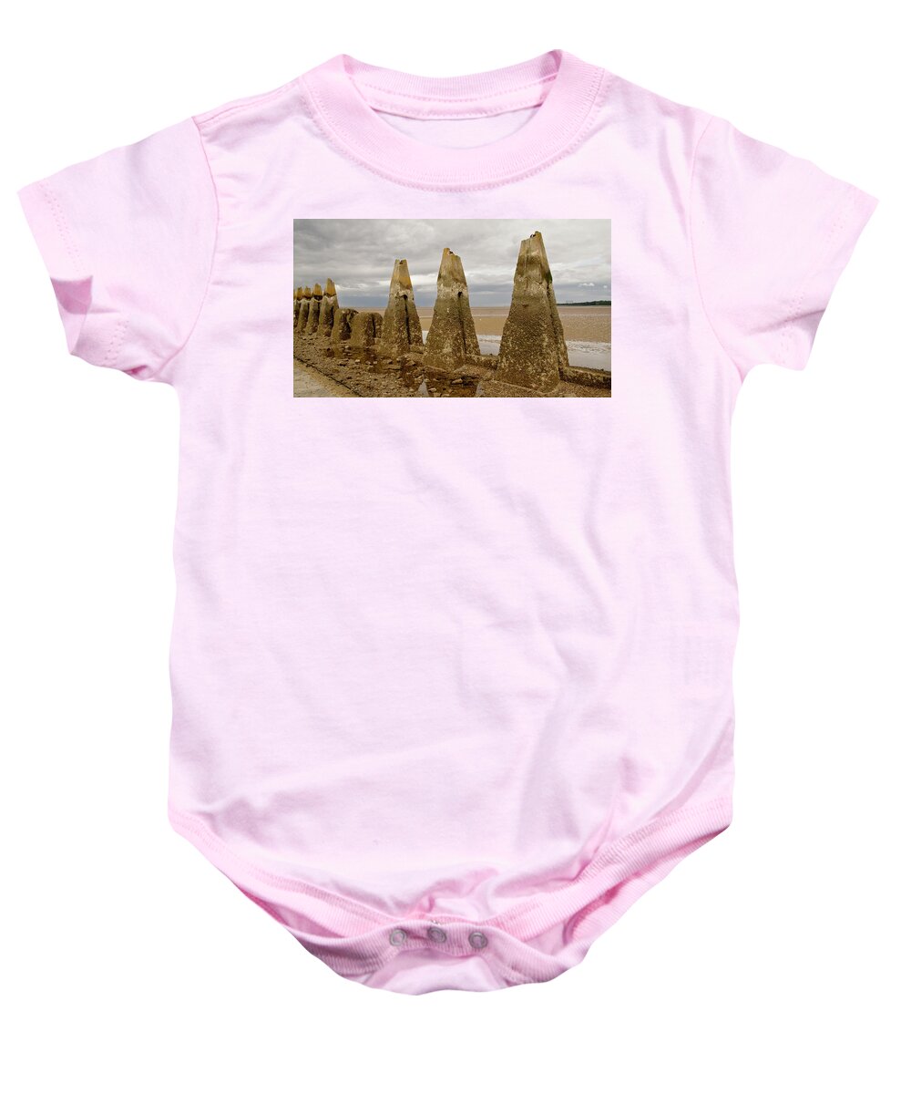 On The Watch Baby Onesie featuring the photograph Row of defense. by Elena Perelman