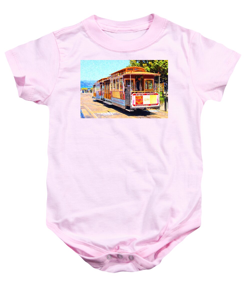 San Francisco Baby Onesie featuring the photograph San Francisco Cablecar At Fishermans Wharf . 7D14097 by Wingsdomain Art and Photography