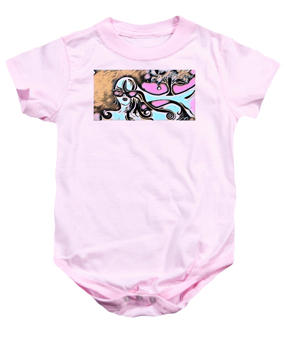Angels Baby Onesie featuring the mixed media She Talks To Angels by Tracy Mcdurmon