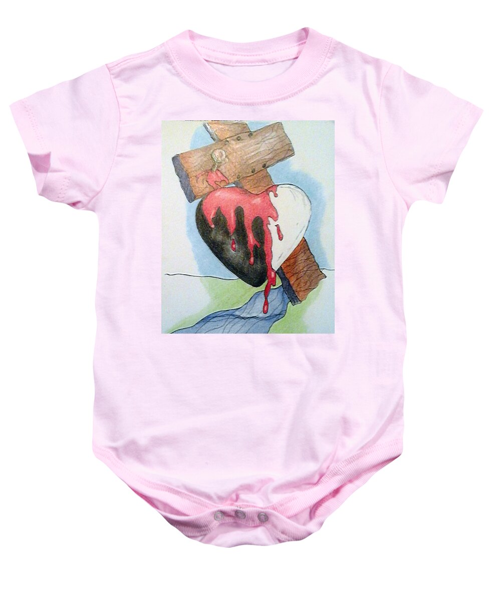 Christian Baby Onesie featuring the drawing Sin Washer by Loretta Nash