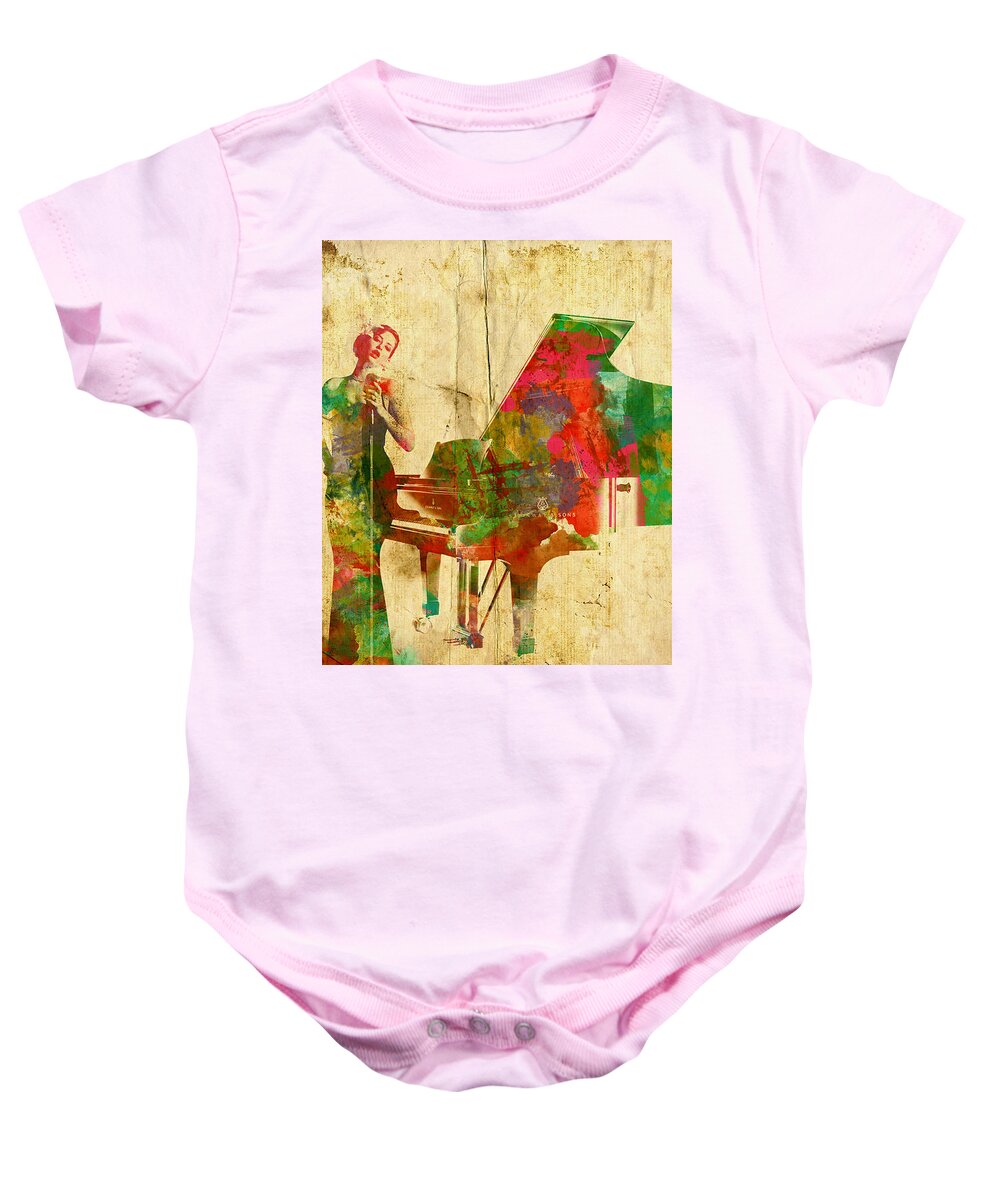 Singer Baby Onesie featuring the digital art Sing It Baby One More Time by Nikki Smith