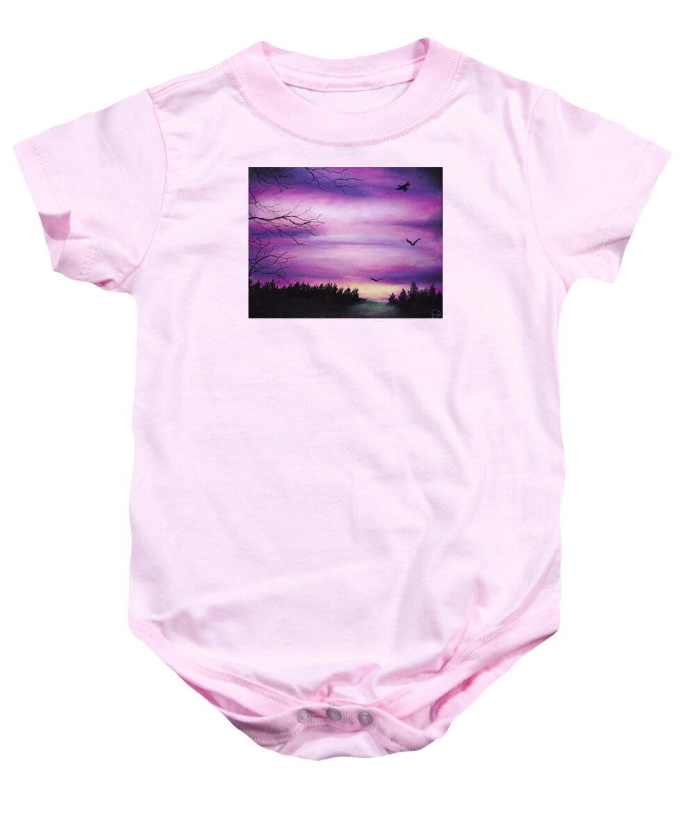 Sunset Painting Baby Onesie featuring the pastel Skittle Skies by Jen Shearer
