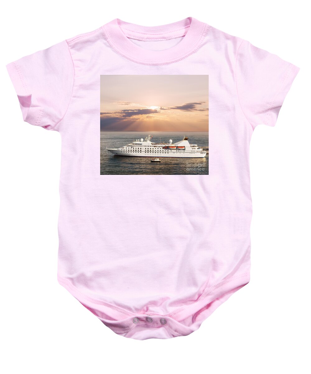 Cruise Baby Onesie featuring the photograph Small luxury cruise ship by Elena Elisseeva