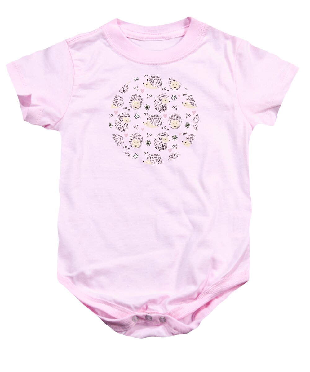 Painting Baby Onesie featuring the painting So Many Happy Little Hedgehogs To Hug Pattern by Little Bunny Sunshine